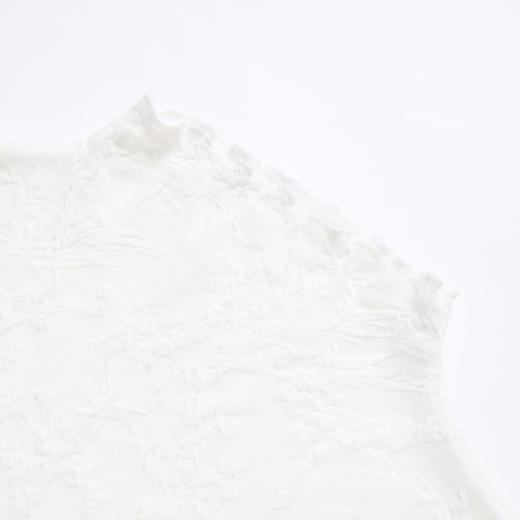 西遇立体提花肌理感长袖T恤女秋季轻薄花边半高领设计感上衣V2951289 商品图5