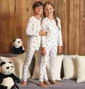 【萌趣满印熊猫纯棉套装】SCHIESSER舒雅童装男童长袖长裤保暖套装95%棉5%氨纶170g   3B/25274W