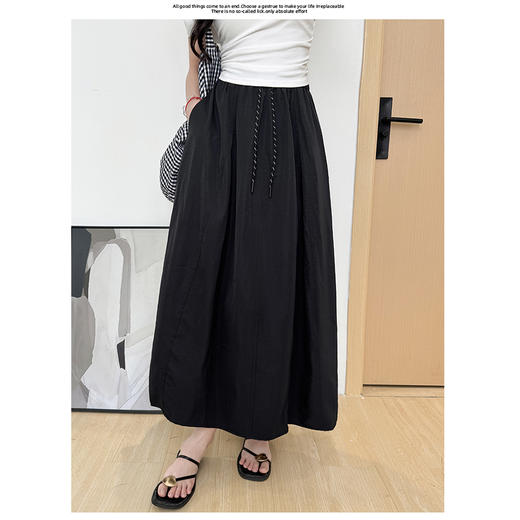 MUYANHUAN 冰丝南瓜裙 | 显瘦高腰A字版型设计 垂坠有光泽 柔软亲肤 三种长度可选 商品图5