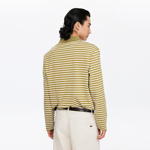 oneup翻领V领条纹弹力长袖 商品图3