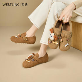 西遇丑萌勃肯鞋女新款秋季可爱小狗一脚蹬懒人平底鞋软底单鞋K1857094