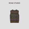 ROMI STUDIO“复古色彩”100羊毛费尔岛温暖毛织背心马甲RWCASZ4917 商品缩略图1
