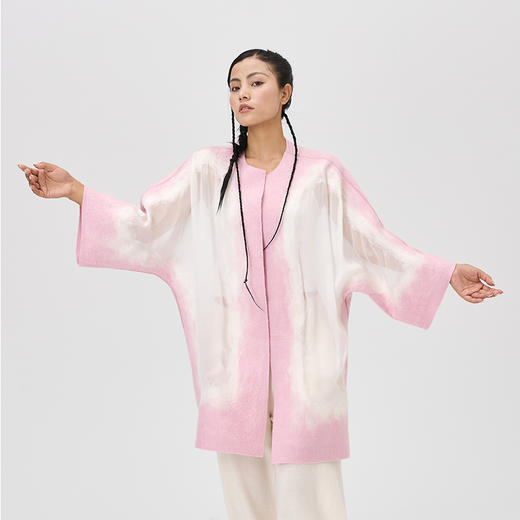 真丝羊绒相拼手工毛毡女大衣  SJF97W380N 商品图1