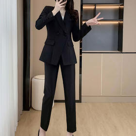 奢姿女装2025新款气质翻领职业套装女士时尚包扣西装裤子两件套250136211