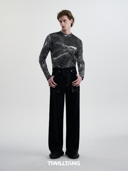 启世录TIWILLTANG“明爵衍际”明线直筒牛仔裤男 商品图4