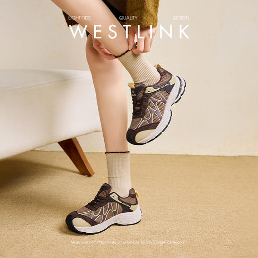 西遇厚底老爹鞋女新款秋季复古丑萌增高跑步休闲鞋户外运动鞋V1857056 商品图2