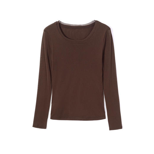 KQL E37M2927洋气圆领纯色修身显瘦网纱打底t恤 商品图4