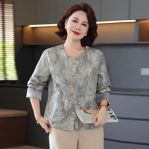 FW 8036洋气外套提花气质中式短款显瘦上衣 商品图2