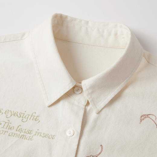 谜底衬衣长袖女2025秋季新品复古通勤复古手绘印花衬衫253MC1267 商品图3