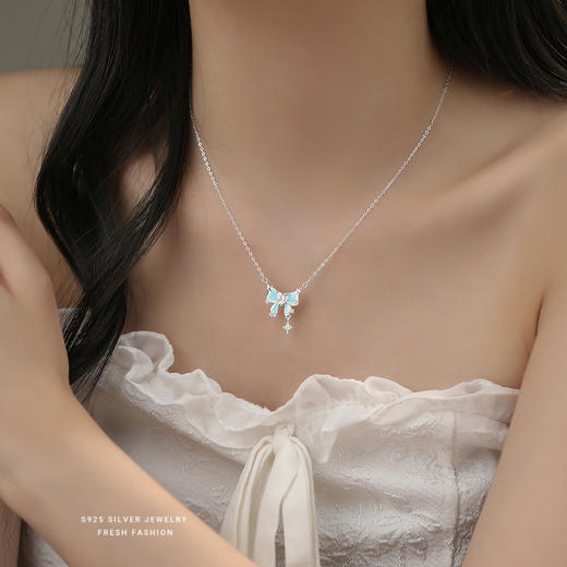 【蝴蝶之夏】S925纯银滴胶荧光夜光蝴蝶项链【YXS-A4490】 商品图2