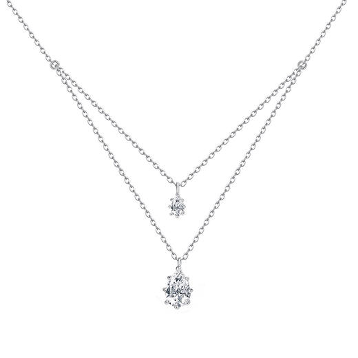 【人鱼之泪】S925纯银双层叠戴水滴项链【YXS-A4518】 商品图4