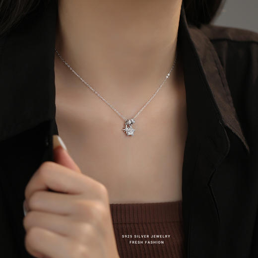 【星芒之爱】S925纯银微镶五角星八芒星项链【YXS-A4530】 商品图3