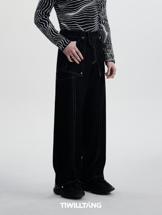 启世录TIWILLTANG“明爵衍际”明线直筒牛仔裤男 商品图1