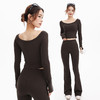 跃牌【禅语梵心】一字领瑜伽服长袖带胸垫跑步速干透气运动文胸健身服上衣CX3325 商品缩略图2