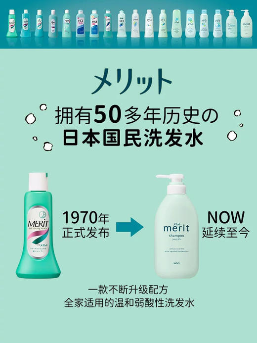 【国民洗发水】花王Merit无硅油弱酸性洗发水护发素 450ml温和全家用 商品图2