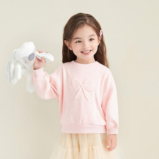 笛莎Deesha 童装女童卫衣2025冬新款女童甜美圆领彩点卫衣 商品图1