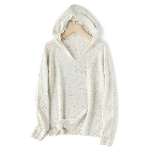无缝彩点全羊毛连帽衫 微宽松合体版型 螺纹收口下摆 彩点点缀 基础款式不挑人JZ2573 商品图3