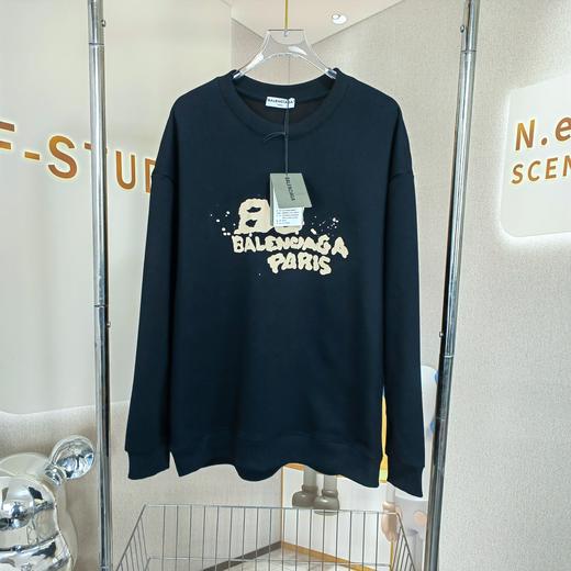 巴黎世家新款经典涂鸦字母印花圆领卫衣 商品图6