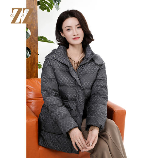 佐尔美冬季新款 气质时尚保暖格纹羽绒服外套女E34YY44 商品图1
