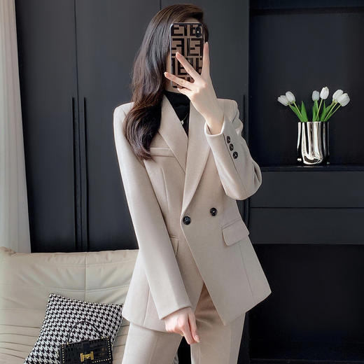 奢姿女装2025新款气质翻领职业套装女士时尚修身西装裤子两件套250918881 商品图4
