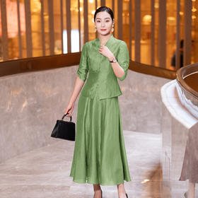 YBY Y492新中式复古套装裙气质优雅醋酸半身裙两件套