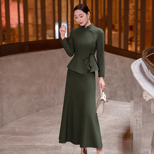 YBY L849秋季改良旗袍新中式复古A摆套装 商品图3