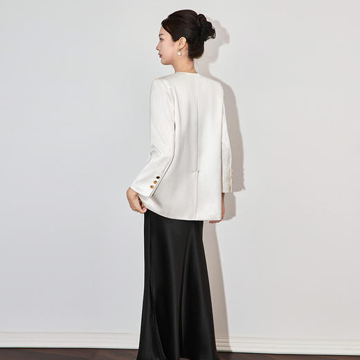 高级感醋酸垂坠立裁V领简约气质西装外套WLZD2502111 商品图1