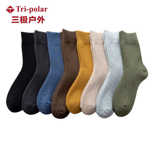 三极 Tri-polar TP6091 男士中筒秋冬棉袜 3双装 40-44码 （单位：包） 混色 商品图0