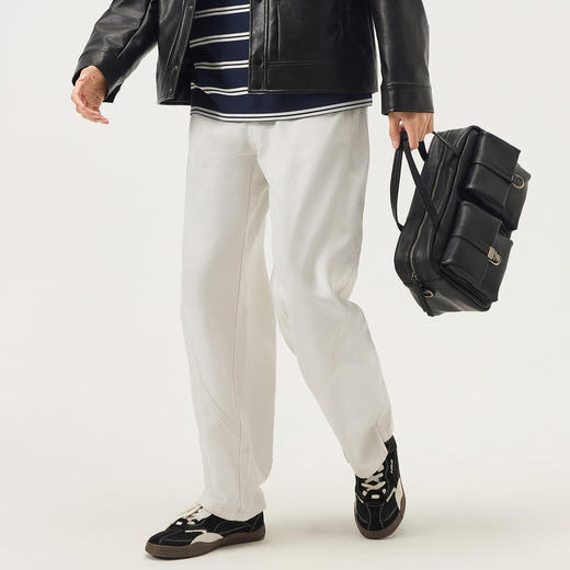 gxg.jeans男装 米白分割设计松紧腰宽松简约牛仔长裤男裤25秋热卖 商品图1