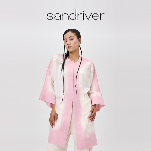 真丝羊绒相拼手工毛毡女大衣  SJF97W380N 商品图0
