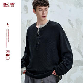 BJHG不计后果 亨利领长袖t恤男款秋季基础打底衫蛇骨羊绒休闲卫衣