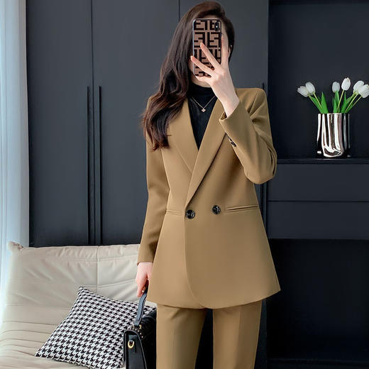 奢姿女装2025新款气质翻驳领职业套装女士九分裤时尚西装两件套25005690 商品图3