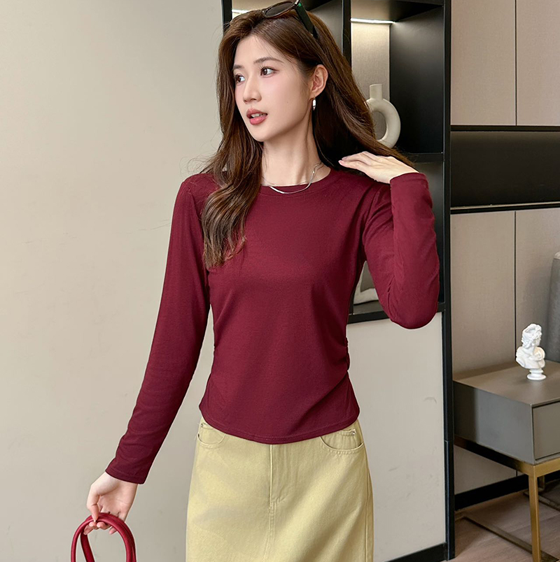 青乔慕染八色正肩掐腰圆领长袖2602