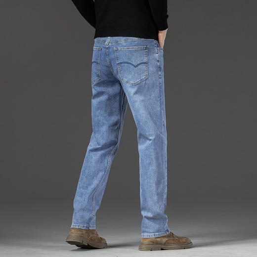 【DYG】大依优型大码男装加肥大码男装宽松刺绣直筒牛仔裤男百搭弹力商务牛仔长裤 商品图8