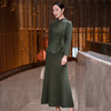 YBY L849秋季改良旗袍新中式复古A摆套装 商品缩略图1