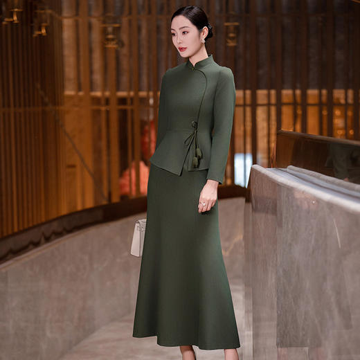 YBY L849秋季改良旗袍新中式复古A摆套装 商品图1