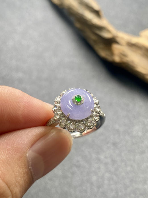 【FC0137】18K镶嵌翡翠冰紫平安扣戒指 色泽浓艳 玉质温润 款式精美  圈口13 商品图2