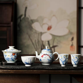 【一儒堂青花加彩匠心手作】青花加彩茶席雅物 传宫廷之美 承景德之器