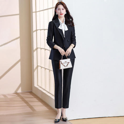 奢姿女装2025新款气质翻驳领职业套装女士假口袋时尚西装两件套250136533 商品图1