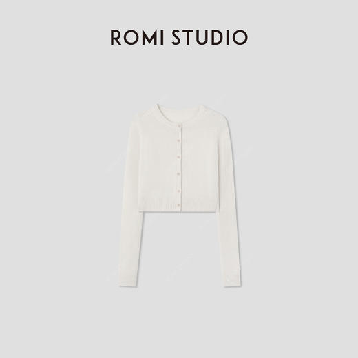 ROMI STUDIO100%美丽奴绵羊毛雾感柔软蓬松圆领开衫 RWCASZ4585 商品图0