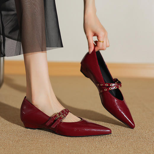 【预售5天】春秋季新款黑色时尚法式小坡跟单鞋气质百搭一字带浅口玛丽珍鞋ZF&25204 商品图3