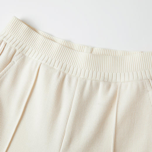 谜底休闲裤长裤女2025秋新品百搭松紧腰悬垂感米白卫裤253MK1248 商品图3