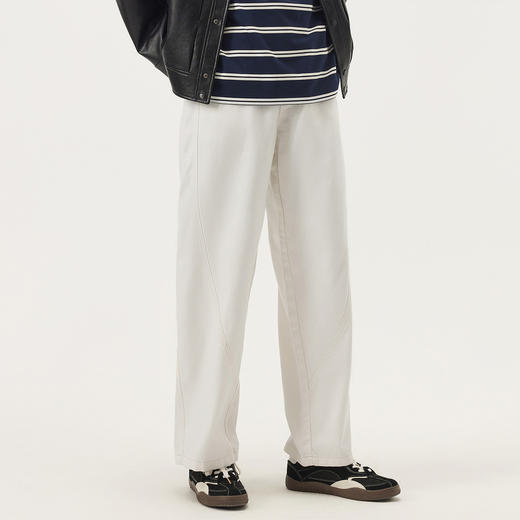 gxg.jeans男装 米白分割设计松紧腰宽松简约牛仔长裤男裤25秋热卖 商品图2