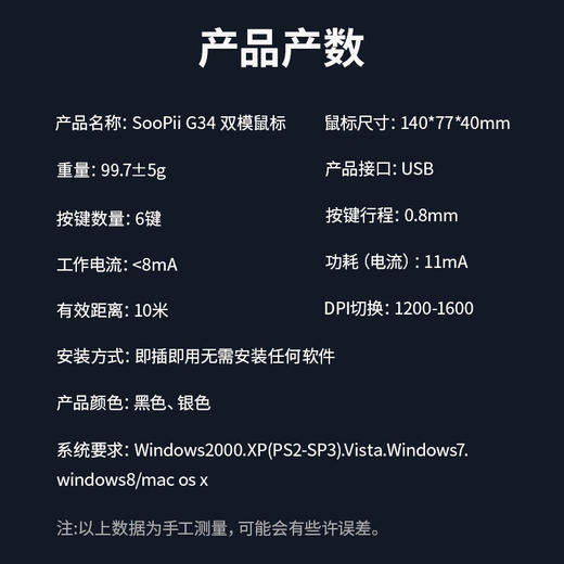 首佩双模无线鼠标G34 商品图7