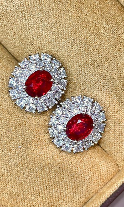 2ct刻面红宝石耳钉 商品图1