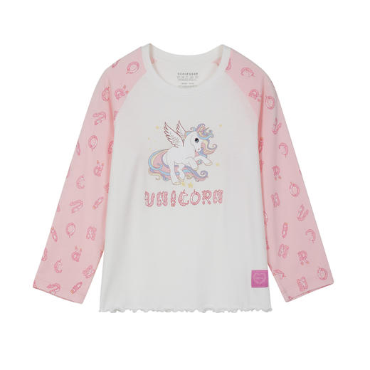 【彩虹独角兽莫代尔】舒雅童装女童长袖长裤家居套装彩虹独角兽95%莫代尔5%氨纶180g  3F/25267H 商品图2