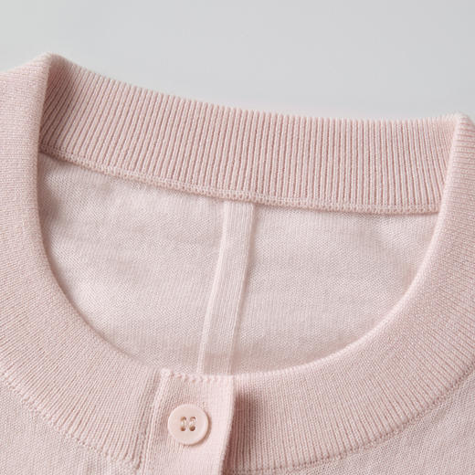 ROMI STUDIO 100%可机洗绵羊毛花纱粉色轻薄针织开衫 RWCSST2374 商品图4