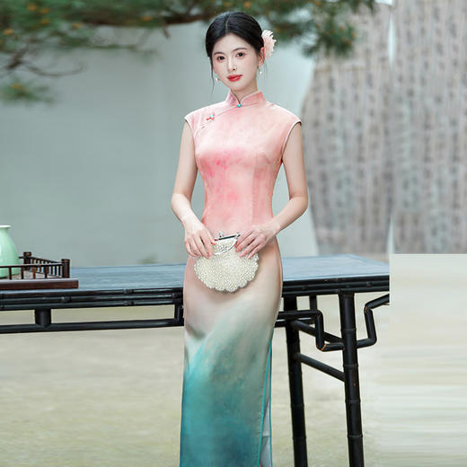 渐变色新中式旗袍改良年轻款修身礼服夏季SC21438 商品图2