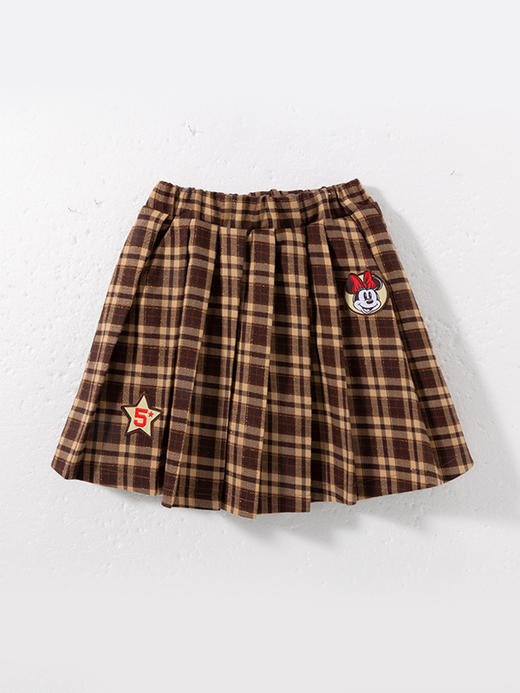 迪士尼春秋新款女童半身裙复古学院风条纹格子摇粒绒内里裤裙XD4DQ008 商品图2