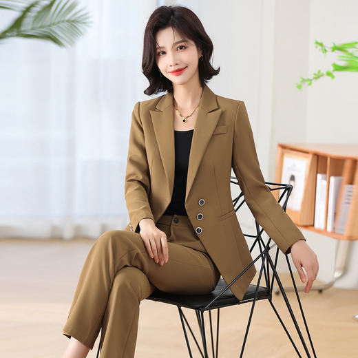奢姿女装2025秋装新款气质修身显瘦职业套装女士西装长裤两件套25099A830 商品图1